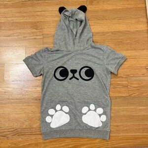 Gray Panda/puppy Face Hoodie Tee BRAND NEW